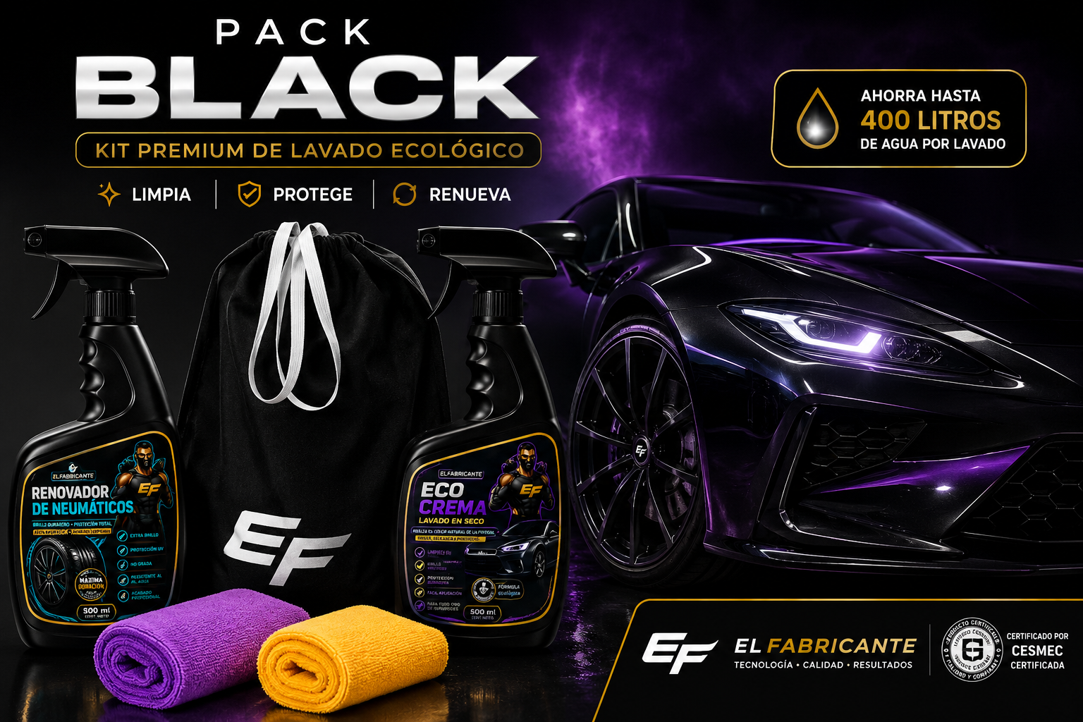 Pack Black | Kit Premium de Lavado Ecológico para Auto