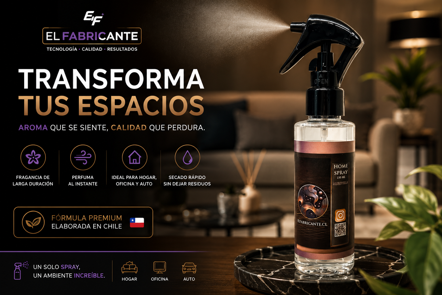 Home Spray 150 ml | Aromatizador de Ambientes ELFABRICANTE